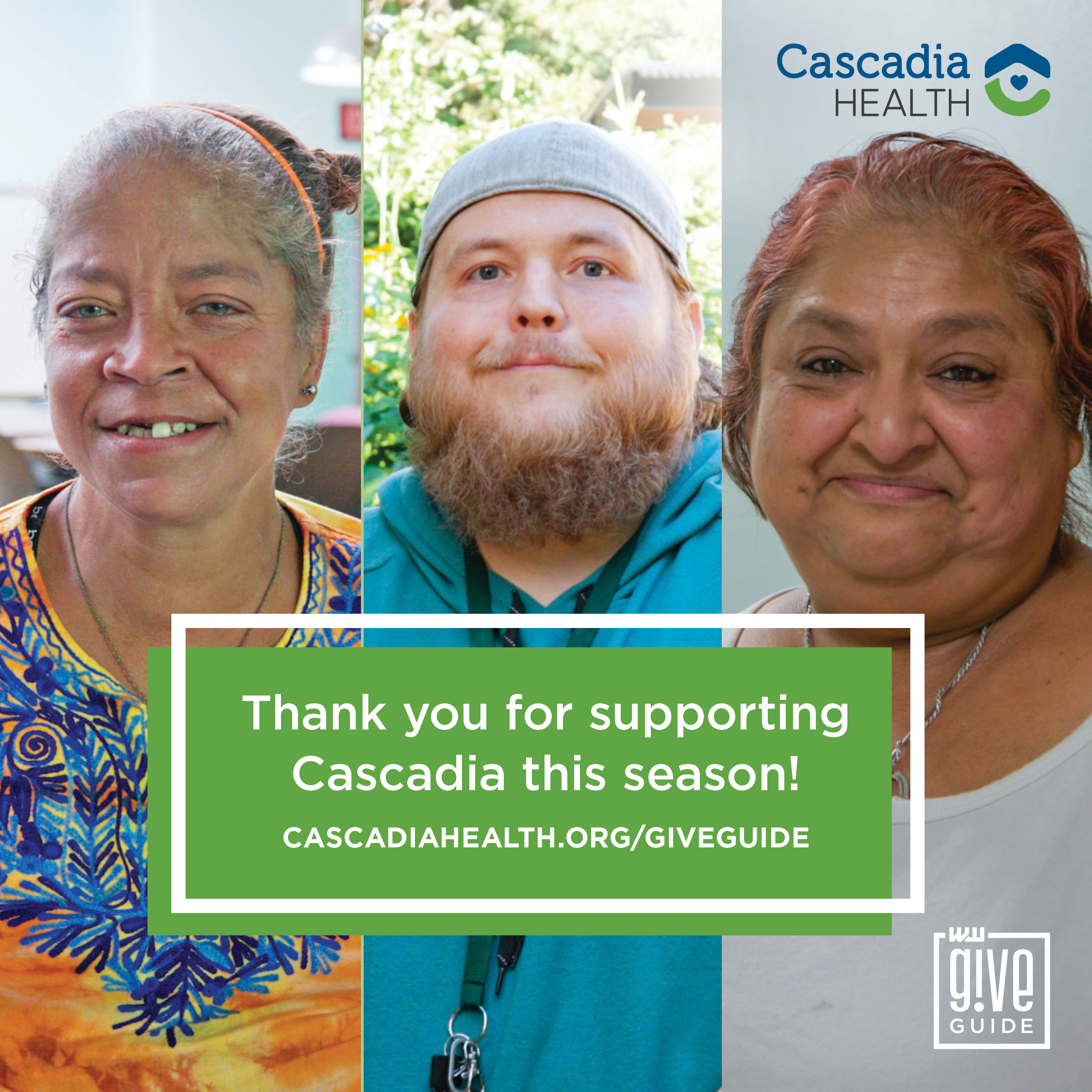 The Cascadia clients smiling, accompanied by the words, "thank you for supporting Cascadia this season!"