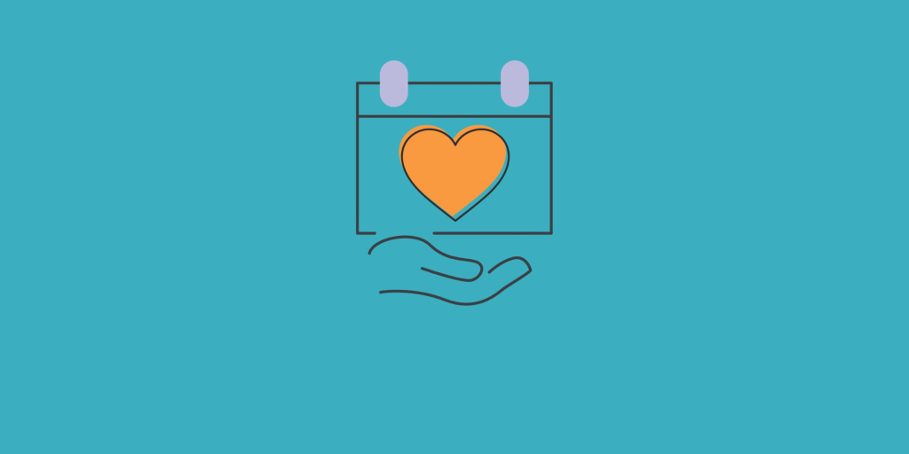 Calendar icon with orange heart in the center