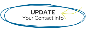 Black text saying "Update Your Contact Info" in a blue circle with a yellow arrow pointing at the text.
